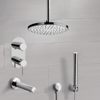 Tub and Shower Faucet Tub and Shower Faucet Set with Handheld and Ceiling Rain Shower Head Remer TSH62